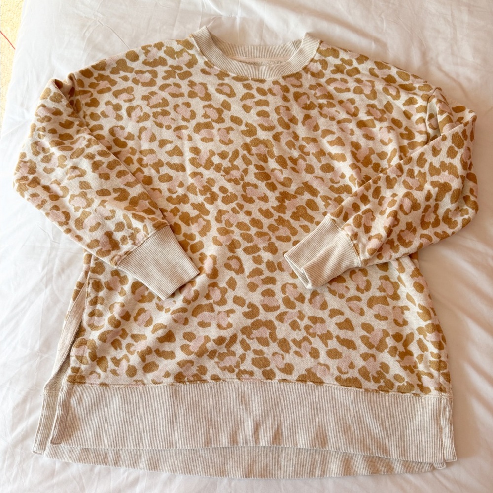 Aerie Cheetah Print Oversized Crewneck Sweatshirt Size XS